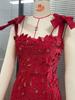 2024 Spring/Summer Strapless Mesh Floral Midi Dress for Vacations, Photoshoots, & Parties
