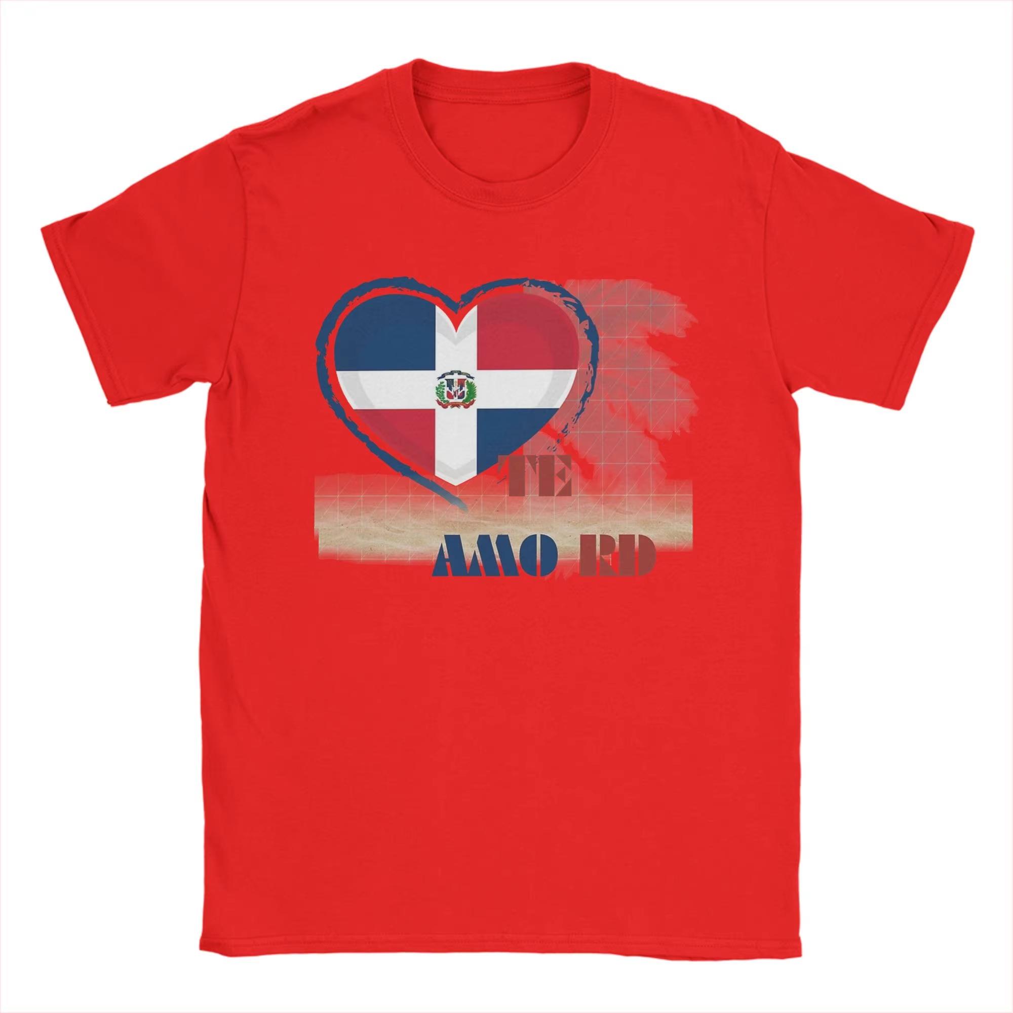 

Te Amo Dominican Flag Graphic Tshirt unisex Classic Loose Short Sleeve Cotton shirt Y2k fashion 2026 New Summer Men streetwear 4XL