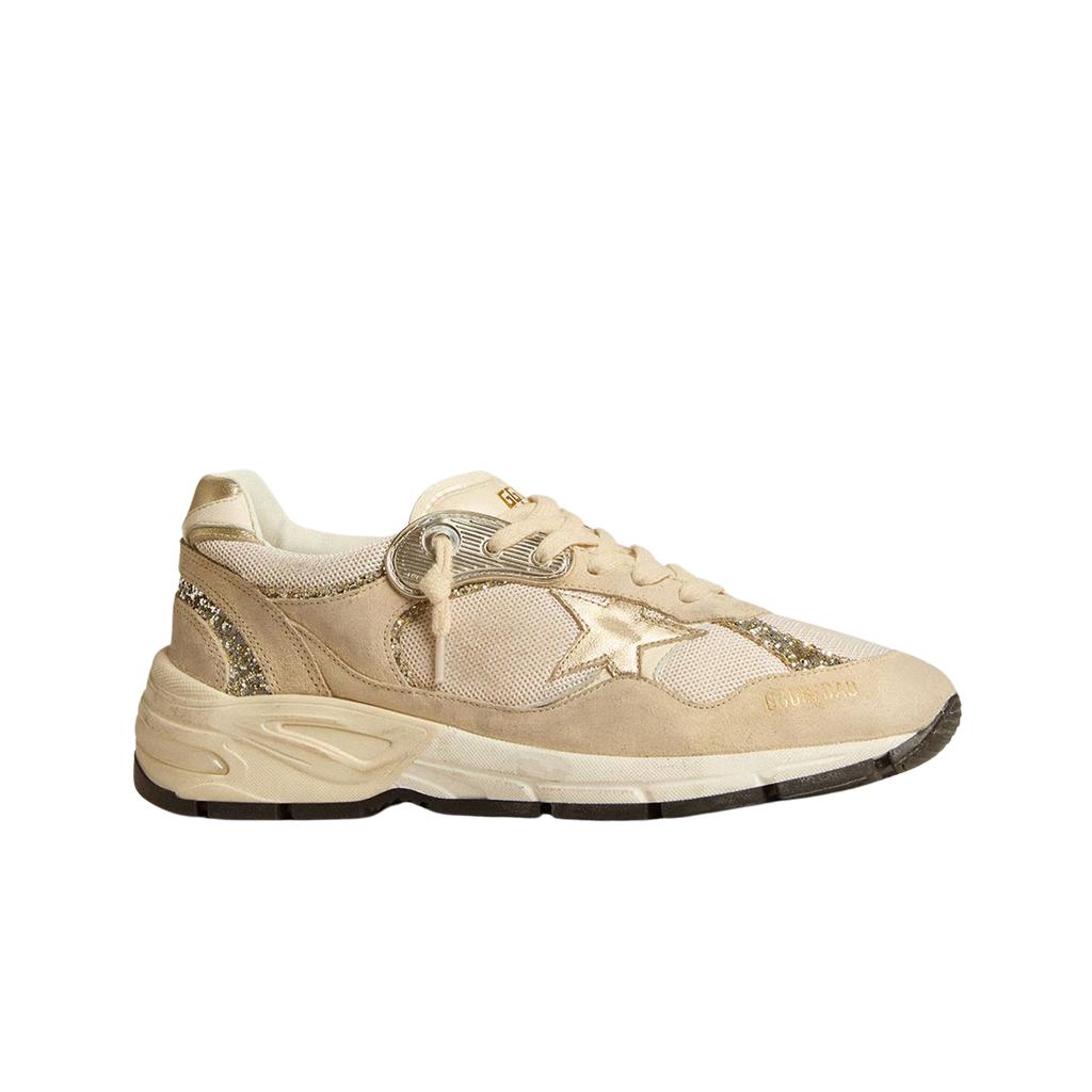 (w) Golden Goose Dad-star Pearl Mesh Suede With Platinum Leather Heel Tab Sneakers
