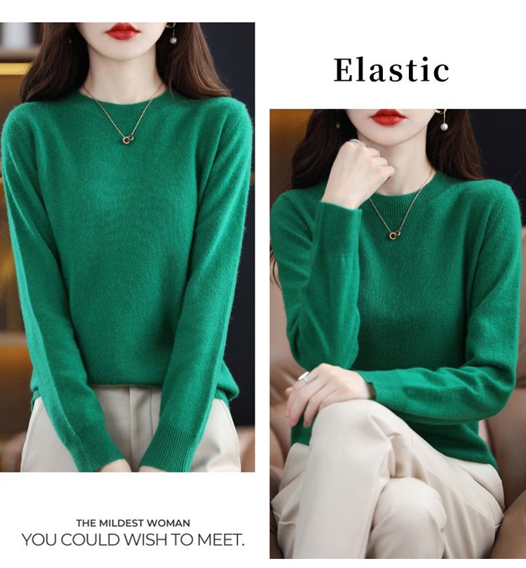 Women's Long Sleeve Round Neck Pullover: Stylish, Versatile, Light Knitwear for Autumn and Winter