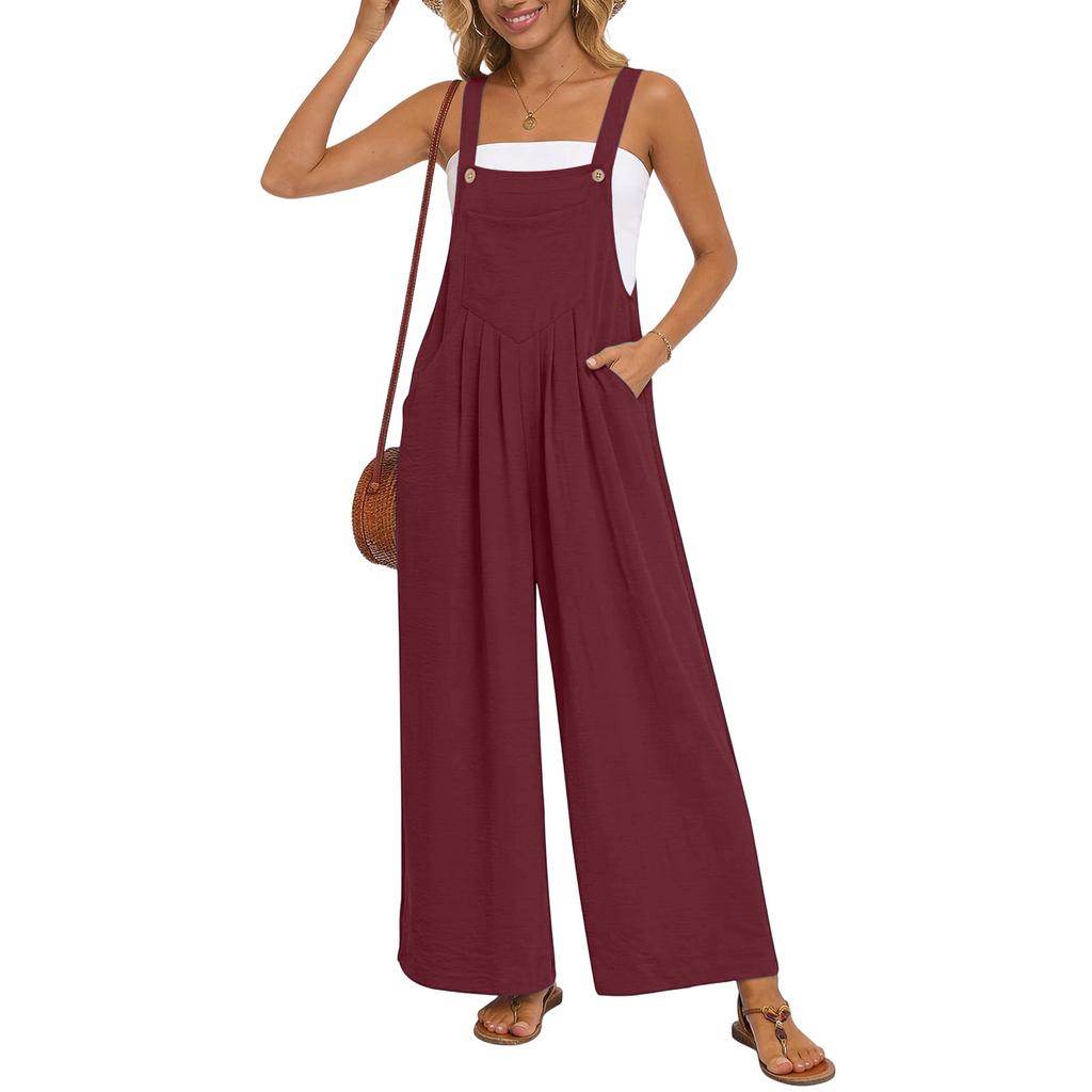 Women's Casual Loose Vintage- Cotton And Linen One-piece Pants With Drawstrings