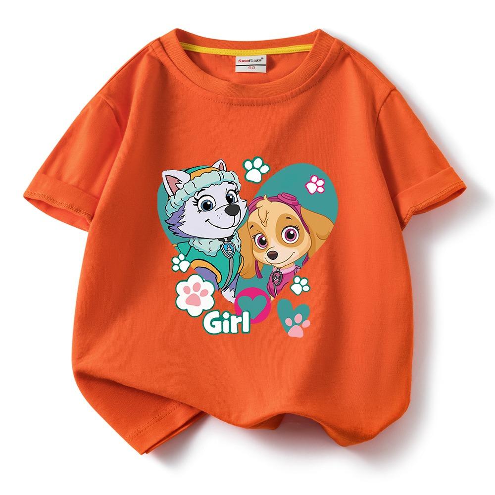 

Candy Colored New Summer Team Printed Children s T-shirt Casual Parent-child Outfit Round Neck Short Sleeved Shirt 110