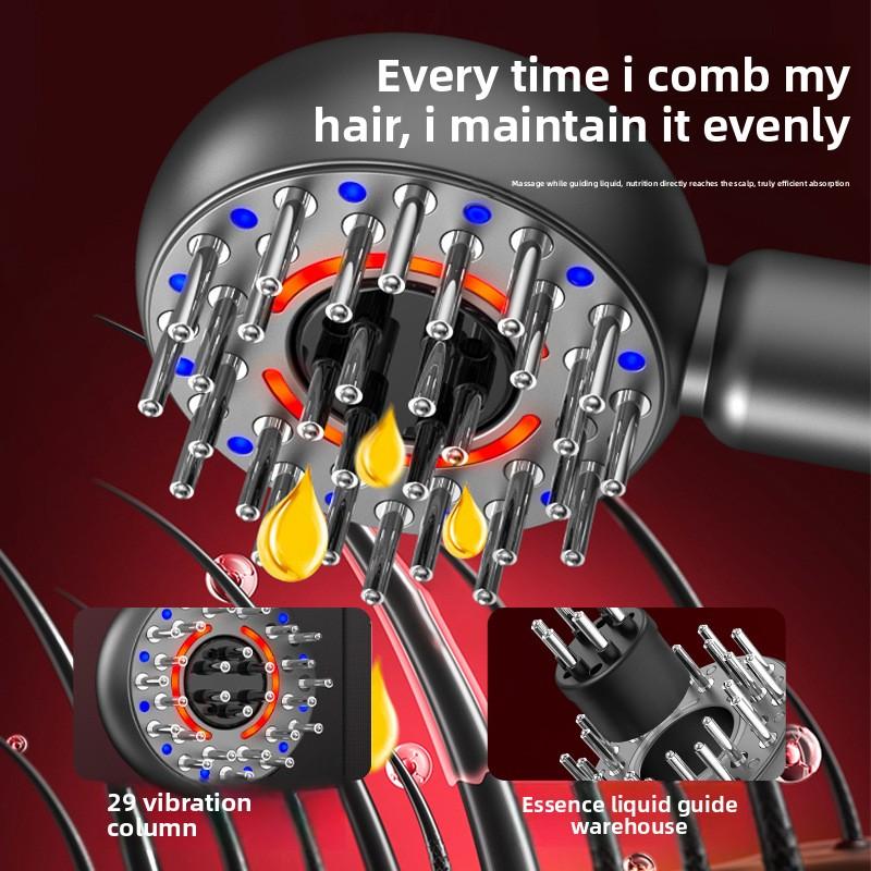 Electric Massage Comb Red Light Head Care Fluffy Comb Skin Massager Healthy Hair Comb Serum Medicine Introducer