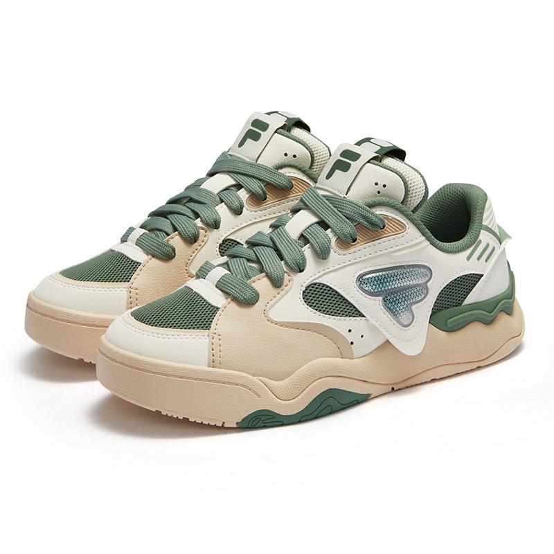 Fila Fusion Stylish Non-Slip Versatile Lace-Up Low-Top Skate Shoes Women sneaker White Green T12W432304FLG