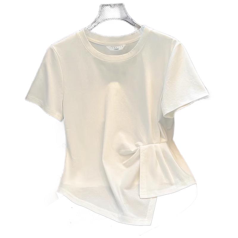 TonLion Women s Pleated Short Sleeve T-shirt L