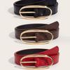Red Jeans Belt PU Women's Waistband Fashion Needle Buckle Belt  Decoration Belt