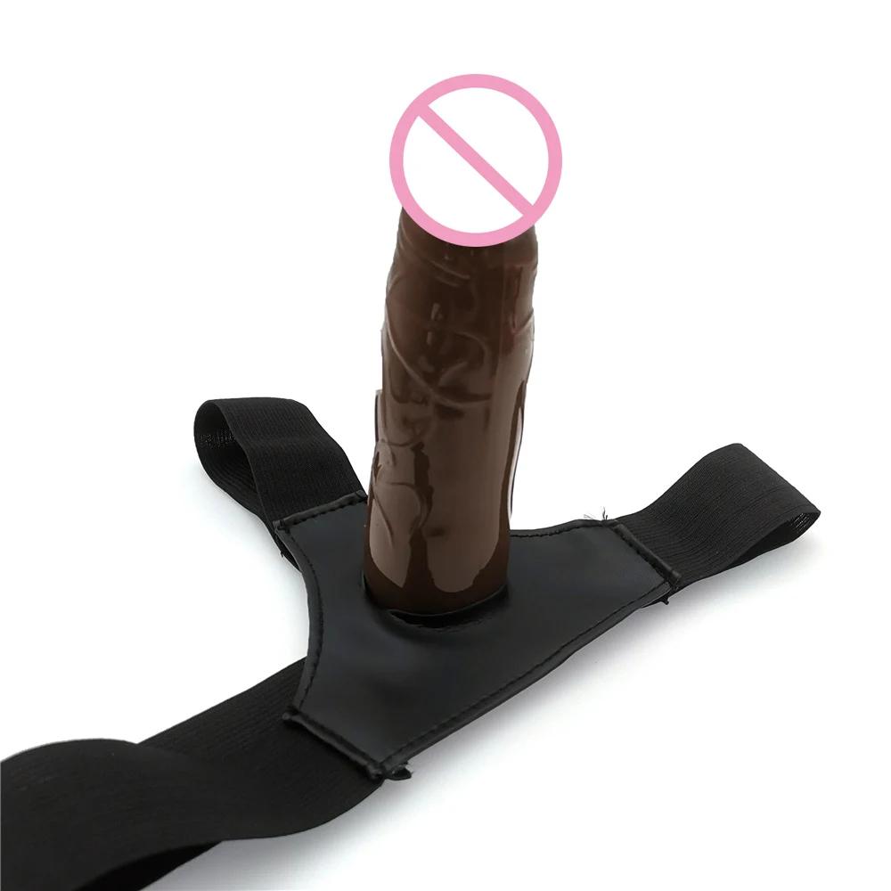 Men Strap On Dildo Panties Wearable Hollow Penis Lengthen Sleeve Strapon Dildo Pants Harness Belt for Man Sex Toys For Woman Gay