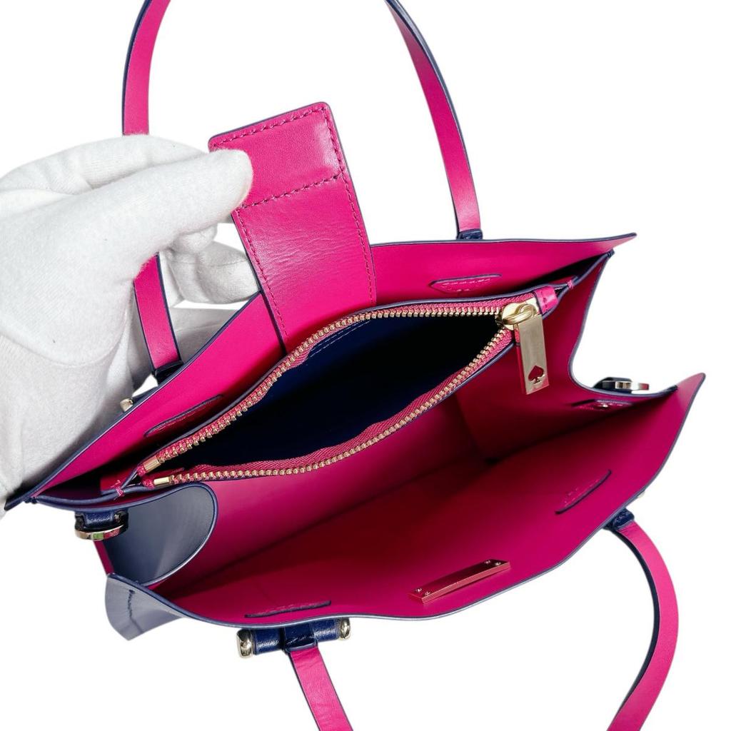 Kate Spade Small Elodie Arbor Handbag Leather Blue X Pink Women Used