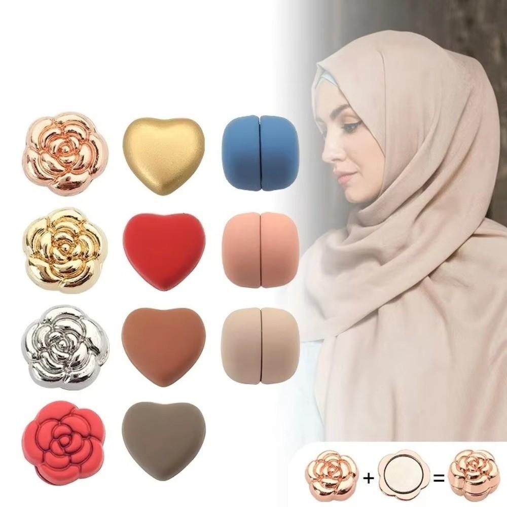 Magnetic Closure Magnetic Scarf Pins Flatback Style Plated Finish Magnetic Headscarf Pins Round Shape Magnetic Button Clasps
