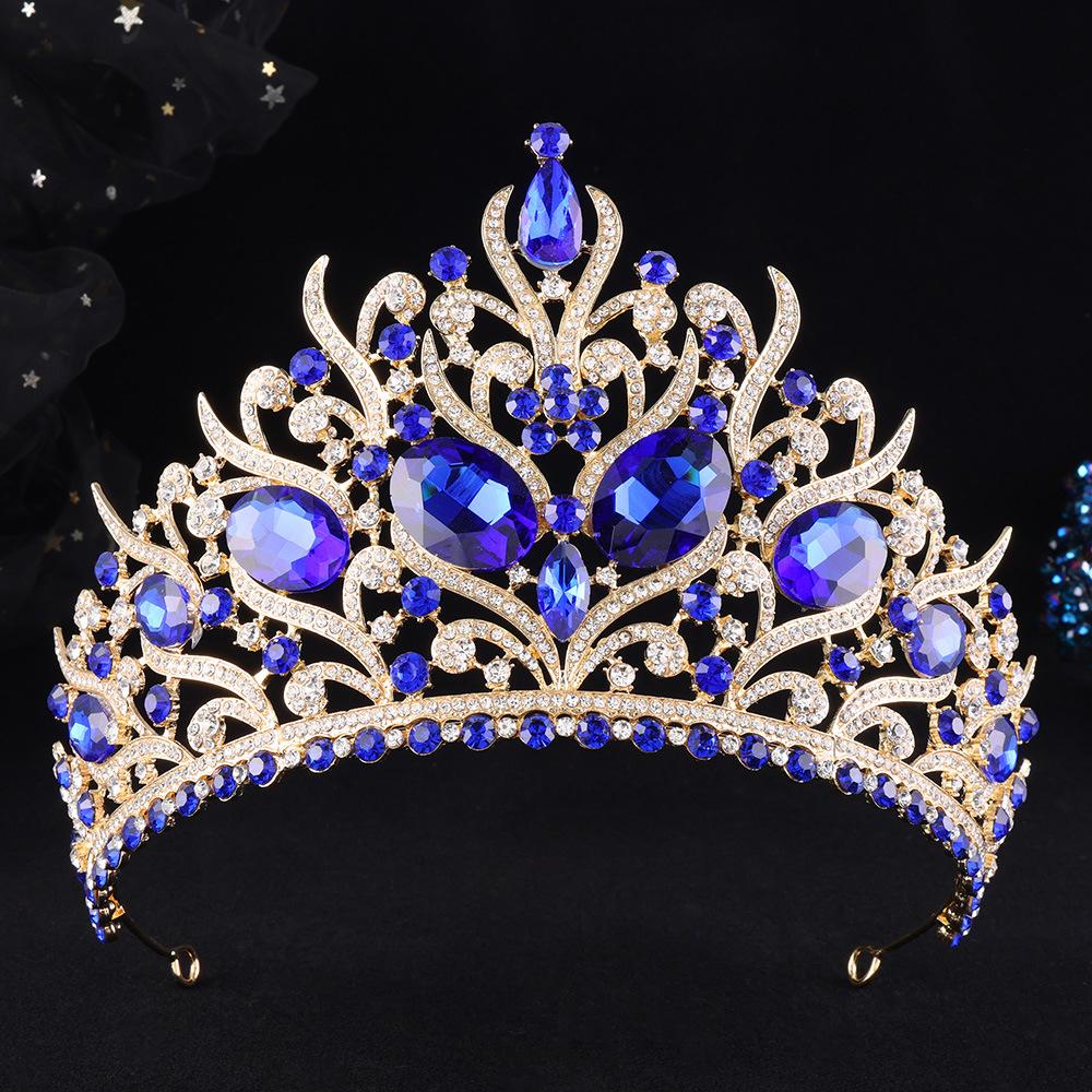 

DIEZI 7 Colors Vintage Baroque Luxury Rhinestone Crystal Tiara Women Wedding Party Elegant Bridal Bride Crown Hair Accessories