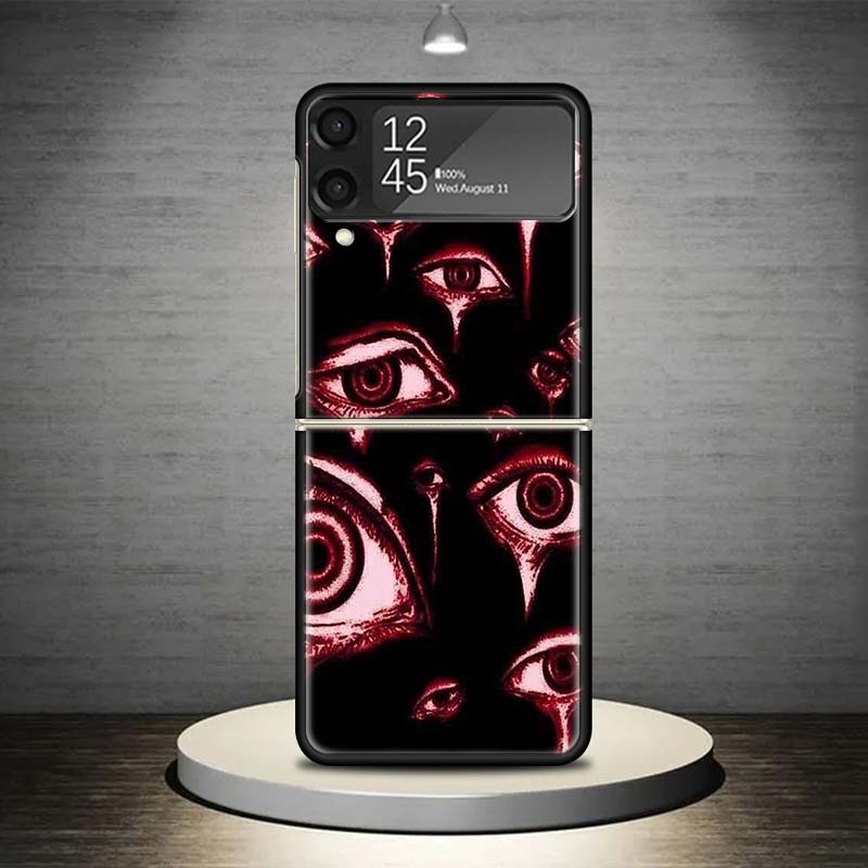 Scary Face Eyes Phone Case For Samsung Galaxy Z Flip 7 6 5 4 3 5G Shockproof Cover Z Flip7 Flip6 ZFlip5 Flip3 Flip4 Luxury Shell