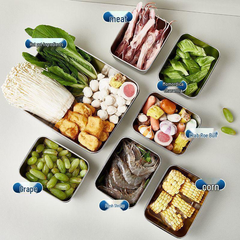 

Контейнер для хранения свежих продуктов из нержавеющей стали - Пищевой, Прямоугольный, для кухни, дома или коммерческого использования