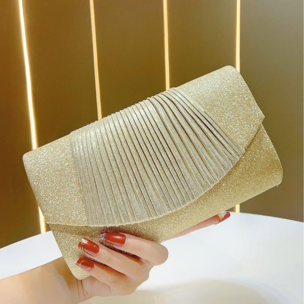 Glitter Ladies Silver Clutch Bag Envelope Evening Bag Fashion Elegant Long Purse Women Chain Shoulder Bags Wedding Party Handbag