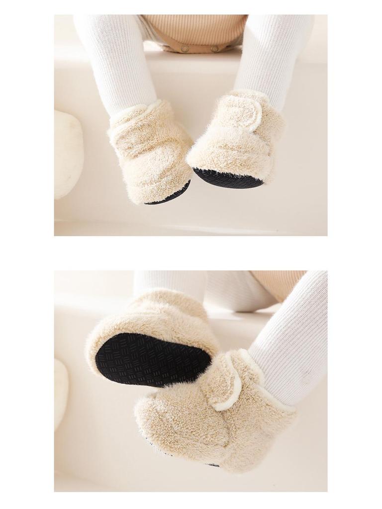 Scarpine e Calzini Caldi per Bambini - Suole Spesse Morbide, Antiscivolo, Colori Solidi, Perfetti per i Primi Passi in Autunno/Inverno