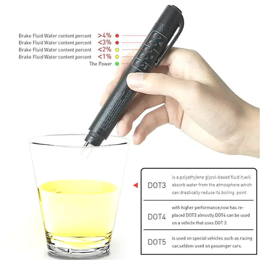 Universal Brake Fluid Tester Accurate Oil Quality Diagnostic Tools LED Indicator Liquid Testing Pen Automotive Brake Oil Tester