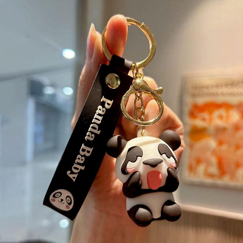 Adorable Cartoon Panda Keychain Silica Gel Accessory Cute Gift For Couples And Friends