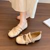 Französisches Retro-Design Mary Jane Schuhe mit quadratischer Spitze und Kreuzschnalle Damen 2025 Sommer neue vielseitige Ballerinas
