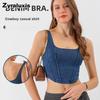 New Women's Denim Yoga Muscle Tank Top - Slimming Scoop Neck Athletic Vest for Workout and Outdoor Wear