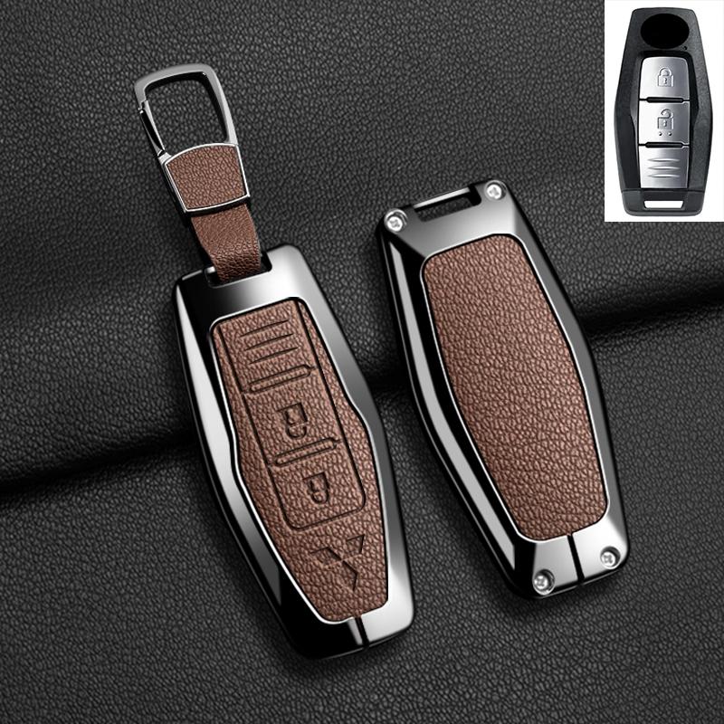 Car Control Remote Key Case Cover For Mitsubishi Outlander 2022 - 2024 2 3 4 Buttons Zinc Alloy Leather Keychain Accessories