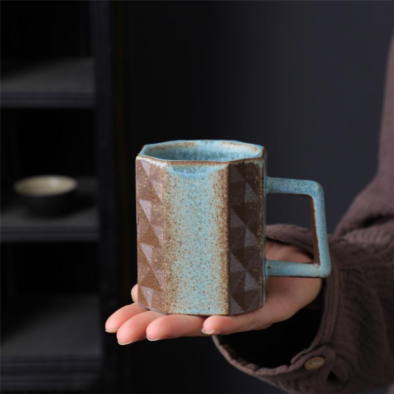 Cana din ceramică grosolană Cană de cafea japoneză Cană simplă din ceramică Retro Acasă Creativ Mic dejun Cană de apă