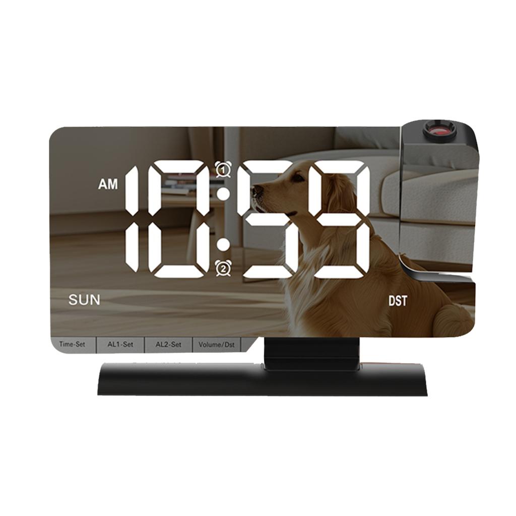 LED Digital Alarm Clock with Time Projection, Dual Alarms, USBCelsiusType-C Charging Ports, 6-  Dimmable, Daylight Saving Time (DST), Snooze