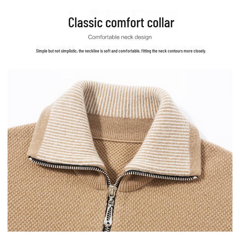 Men's Winter Half-Zip Pineapple Knit Wool Sweater