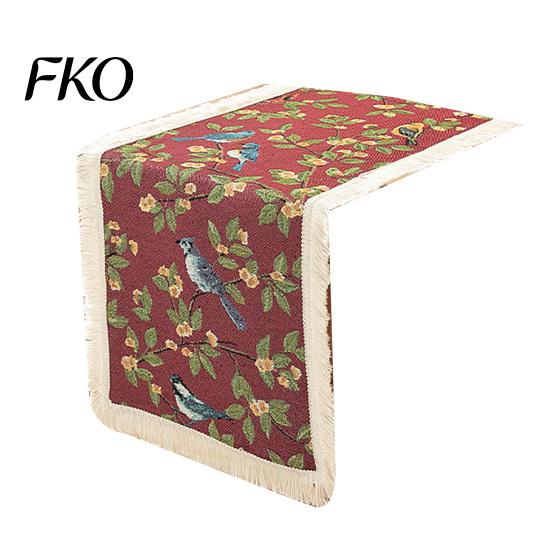 Fringed Edge Table Runner Runner, Vintage Floral Printed with Durable Edges, Protects from Heat Scratches Spills