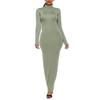 Stretchy Bodycon Long Dress Solid Color Turtle Neck Casual Womens Long Sleeve