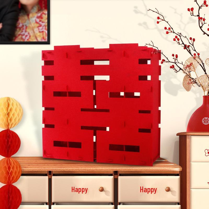 Double Happiness 3D Wedding Ornament & Sticker Set for Bedroom and Living Room Decor
