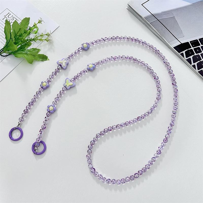 Crossbody Long  Beaded Mobile Phone Hanging Chain Phone Case Lanyard Anti-Loss Rope With Clip Bag Pendants For Iphone