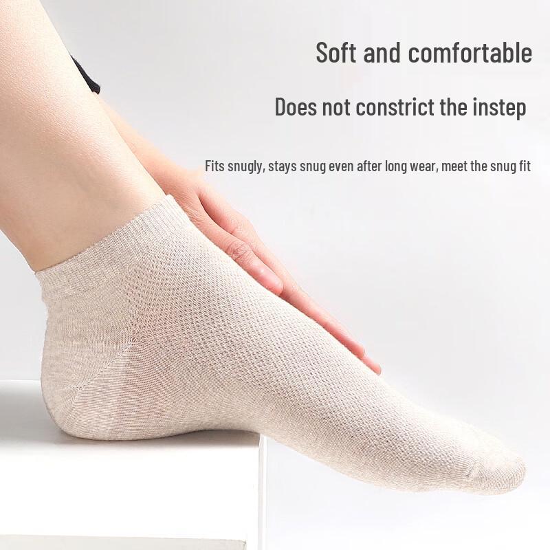 Langsha Men's Mesh Breathable Cotton Boat Socks
