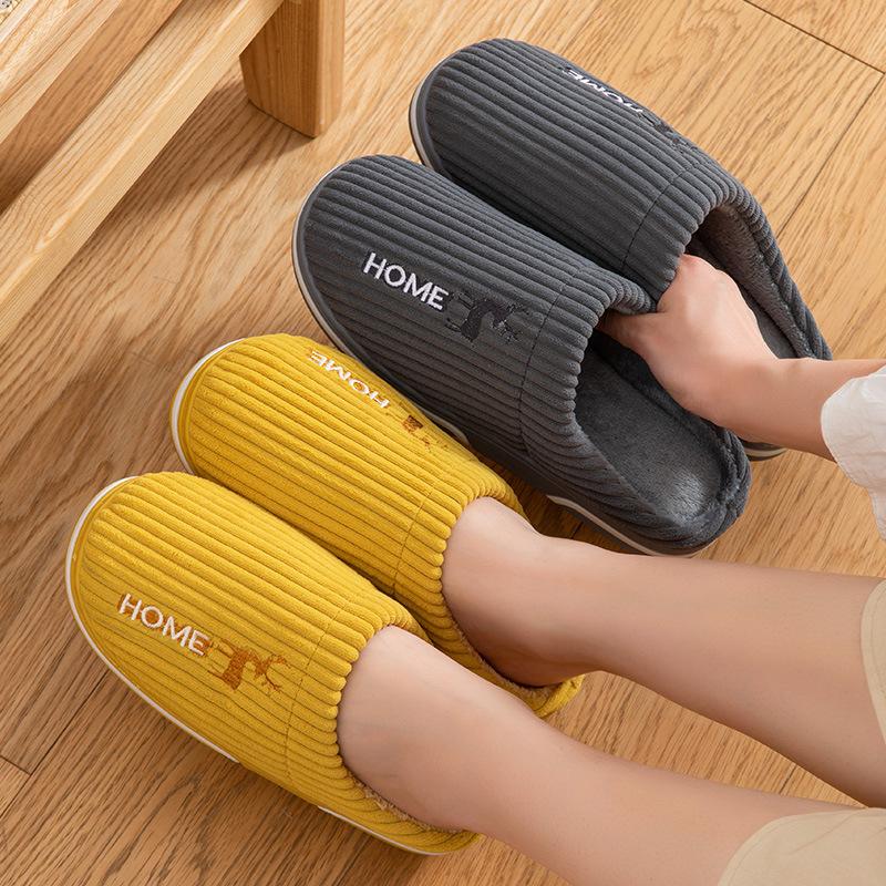 fashion Comwarm Indoor Warm Plush Slippers For Women Men Home Fluffy Furry Slippers New Fashion Cotton Slides Non Slip Bedroom Mute Shoe