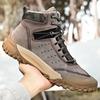 Men's Waterproof Genuine Leather High-top Hiking Shoes - Anti-slip, Warm, Plus Velvet, Thick Sole
