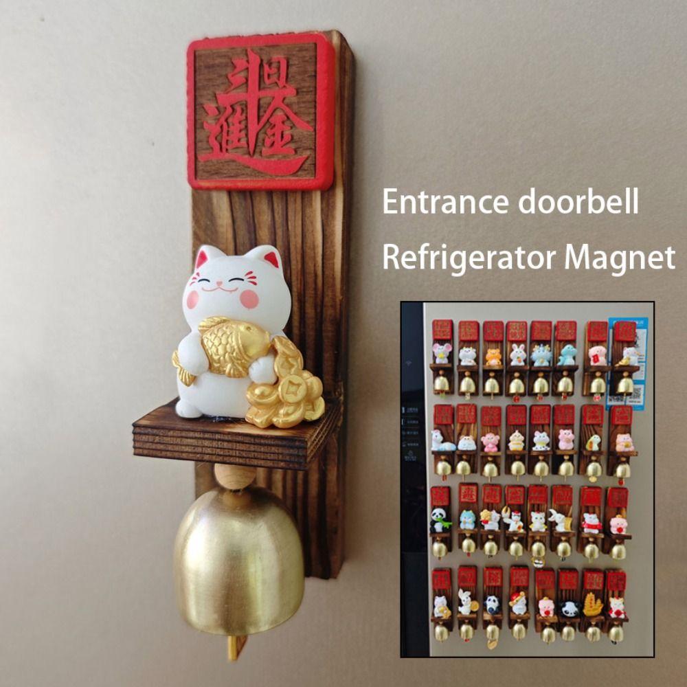 Hanging Decorative Wooden Door Bell Magnetic Door Opening Fridge Magnet Delightful Sound Japanese Style Wind Chime Fridge