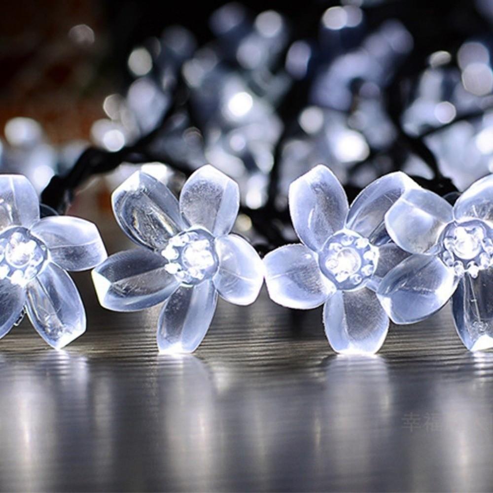 Warm White Cherry Blossom Solar Lamp Waterproof LED Solar Light Solar Flower String Lights  Pathway