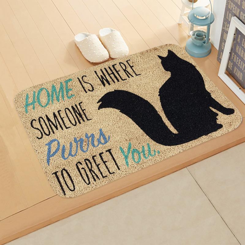Fleece Door Mat Letter Printed Doormat Anti-slip Entrance Floor Mats for Bedroom Bathroom Carpet Rug