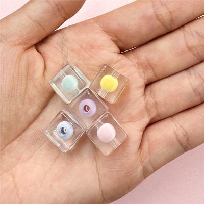 Hanmade 12mm Herstellungsmaterial DIY Armband 5 Stück Schmuckzubehör Sandwich Acryl Schlüsselanhänger Transparent Lose Perlen Helle Oberfläche Quadratisch Handgefertigt