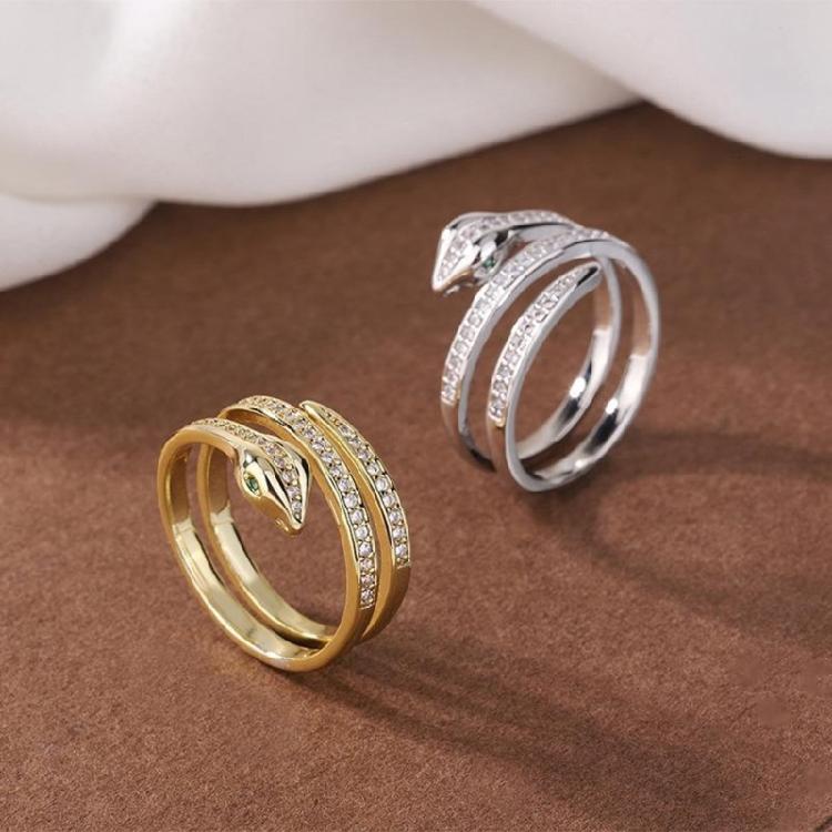 Trendige Schlangen-Wickel-Motiv-Ringe Schicke Legierungs-Schlangenringe Schmuck Einzigartige Ringe Für Frauen, Die Einen Einzigartigen Stil Suchen