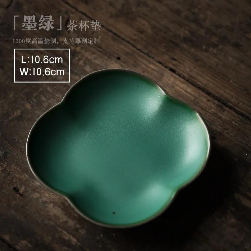 Rough Ceramic Square Coasters Japanese Retro Home Kitchen Anti-scald Heat Insulation Cup Base Kung Fu Tea Ceremony Accessories