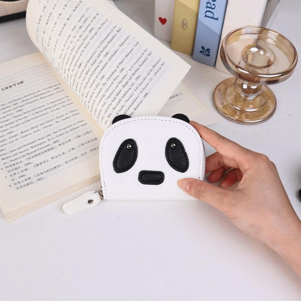 Mini Panda Card Holder Zipper Women Wallet Fashion PU Leather Coin Purse  Women