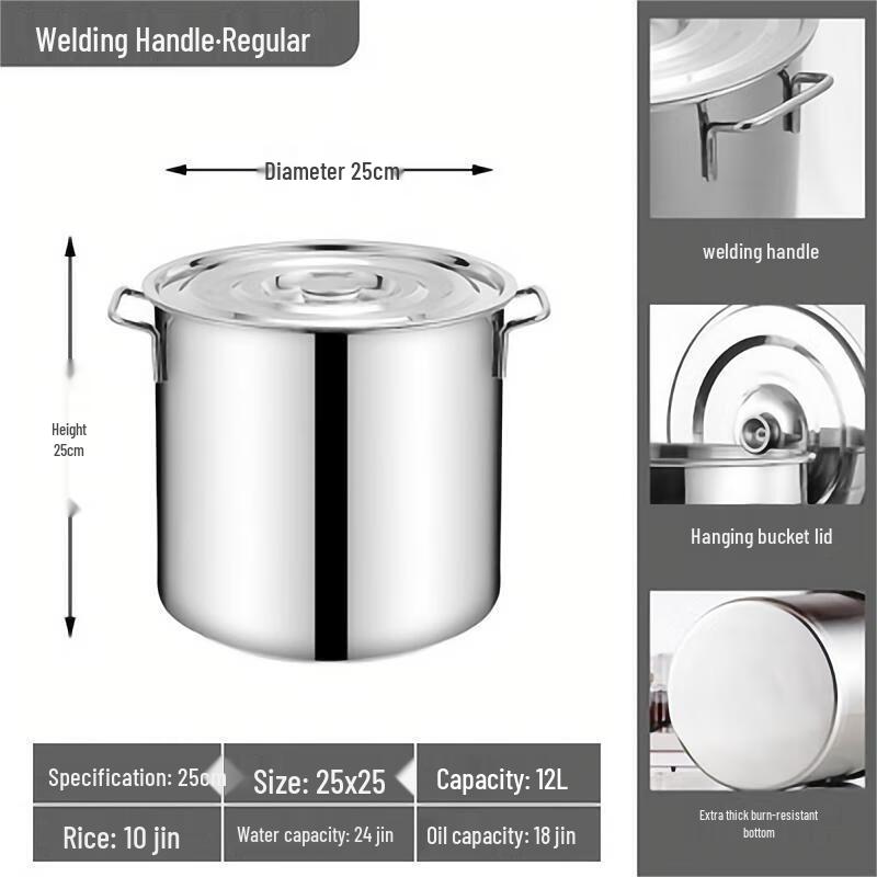Casserole à soupe épaisse en acier inoxydable commerciale avec couvercle
