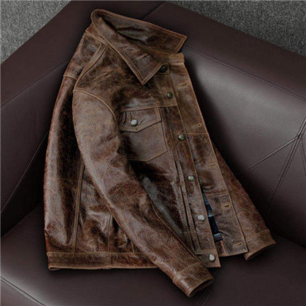 Американская ретро-куртка из воловьей кожи с воском первого слоя — фото 3