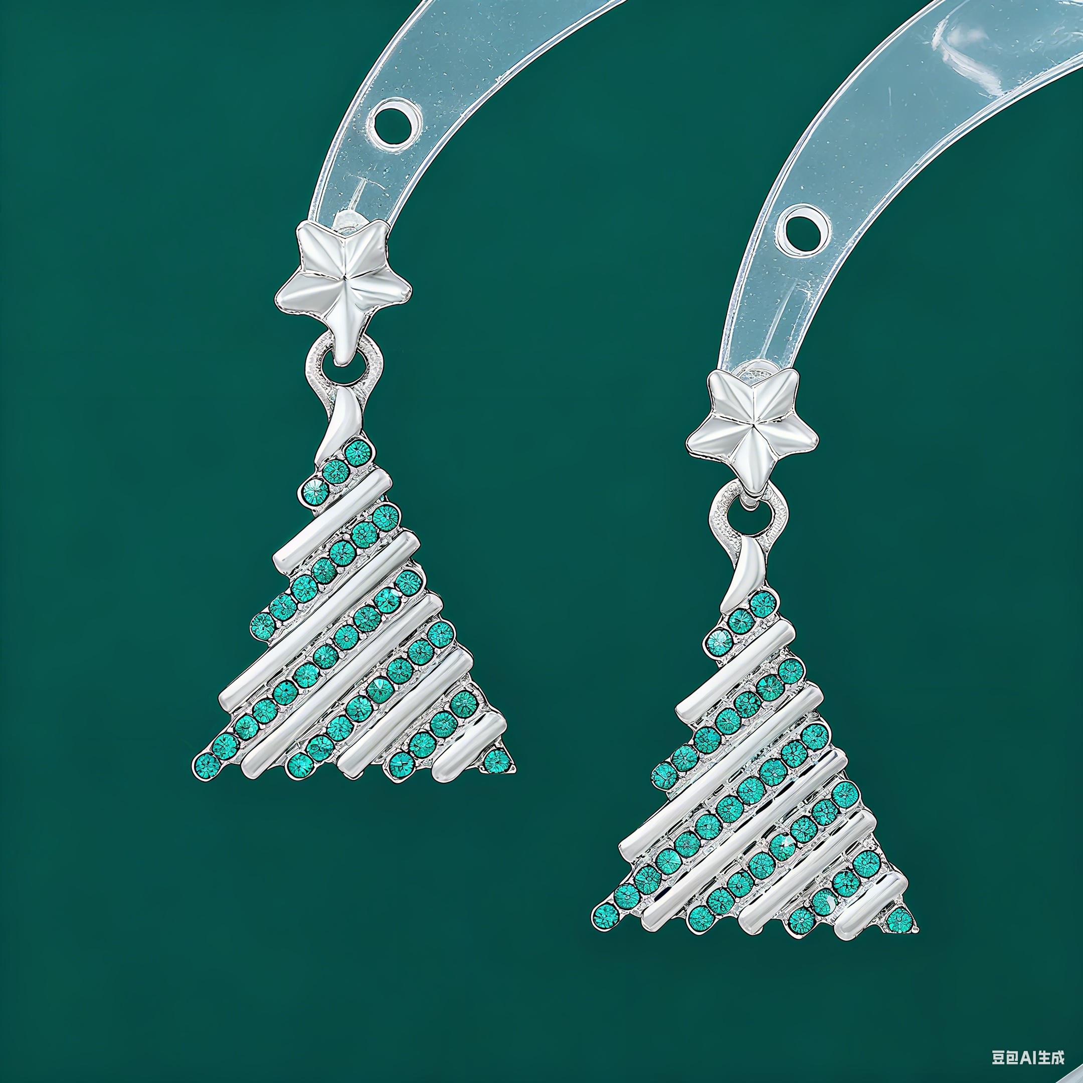 

Sparkling Zircon Christmas Tree Stud Earrings for Women Shiny Green Rhinestone Tree Pendant Earring Xmas New Year Party Jewelry Type 8 серебряный