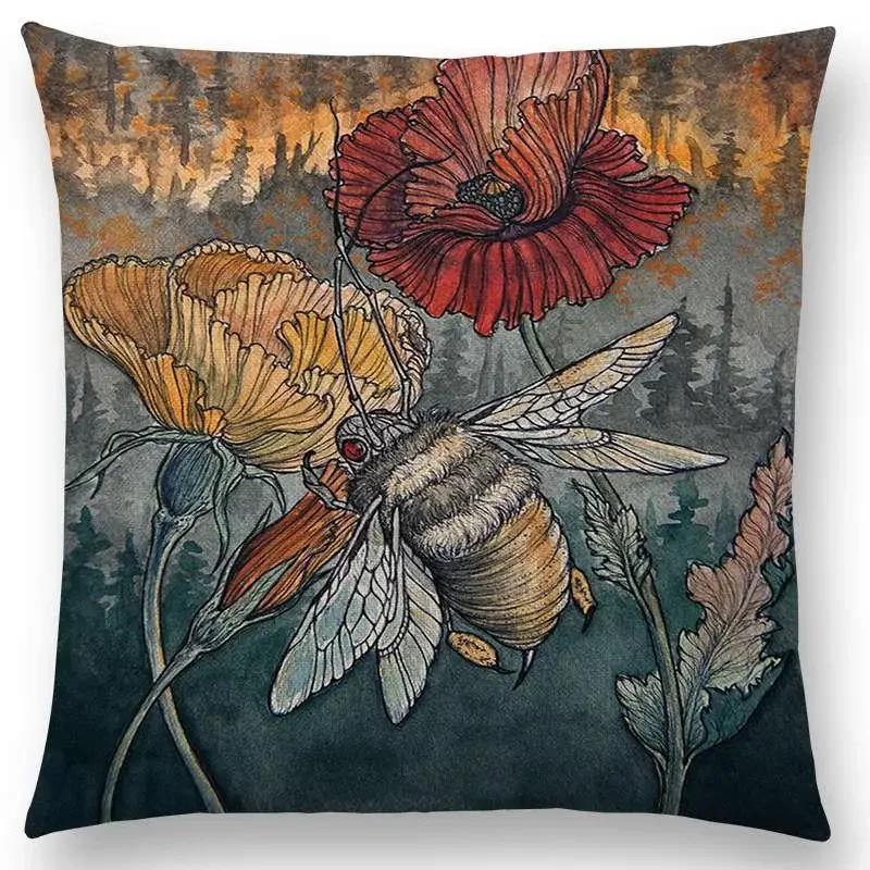 Dark Creatures Mysterious Mythical Beasts Sofa Pillow Case Cat Deer Bird Fox Tiger Snake Cushion Cover