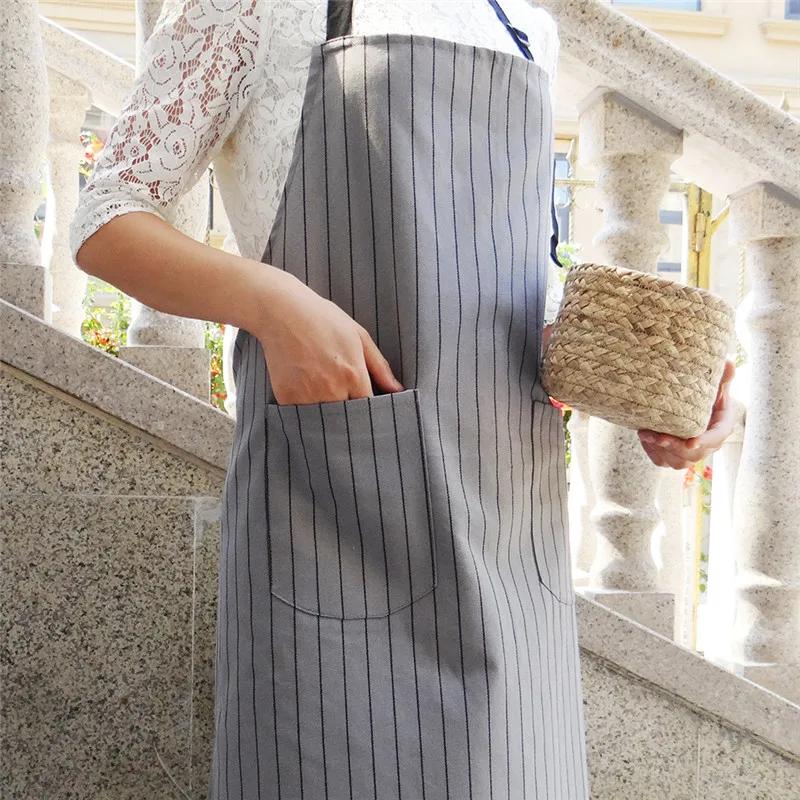 70x75cm Cotton Geometry Striped Grid Adult Apron Home Kitchen Cooking Baking Cleaning Tool