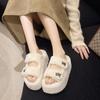 Thick-bottomed Fluffy Slippers for Women's Outer Wear 2025 Autumn and Winter New Fashion Letters Xiaoxiangfeng Double Belt Home Warm Cotton Mop