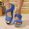 New sandals women's large size thick-soled color matching flat-soled Velcro daily casual beach sandals