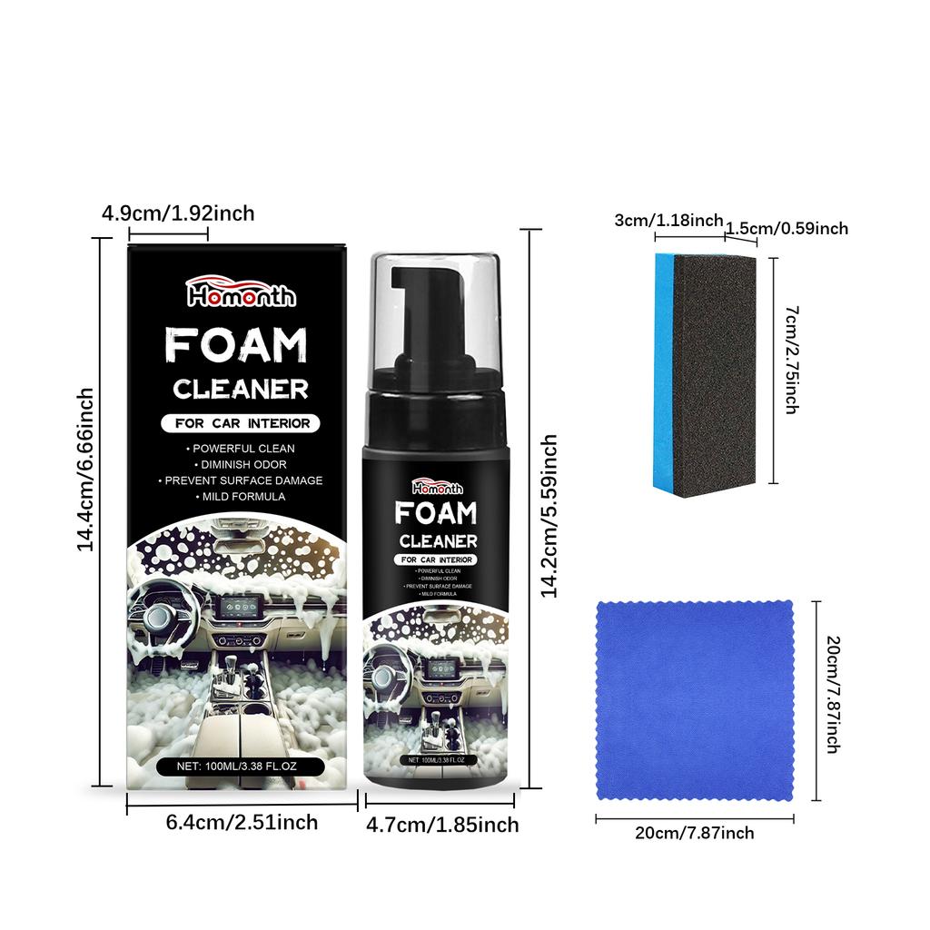 Multi-purpose Foam Cleaner Spray Car Interior Leather Plastic Rubber Stains Removal Cleansing Cleaner Car Maintenance Care Spray