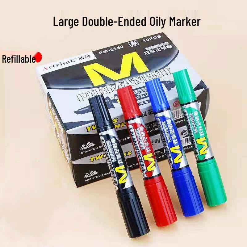 Shield Double-Headed Black Oil-Based Marker Pen for Painting, Design, and Outlining синий