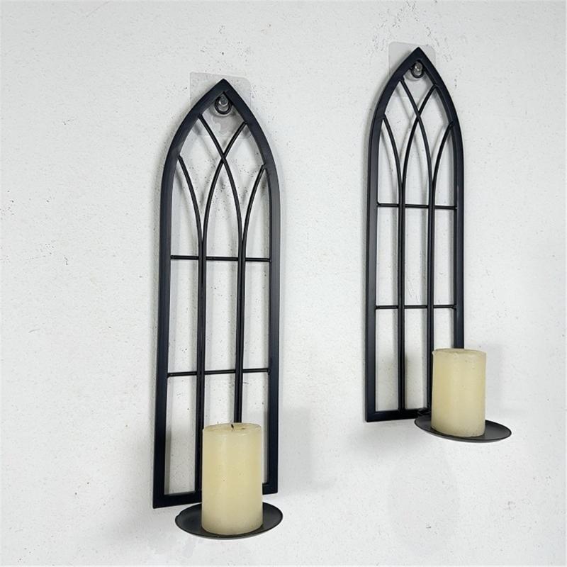 Vintaged Iron Wall Hanging Candle Holder Tealight Pillar Stand for Home Decoration Wall Hanging Sconce